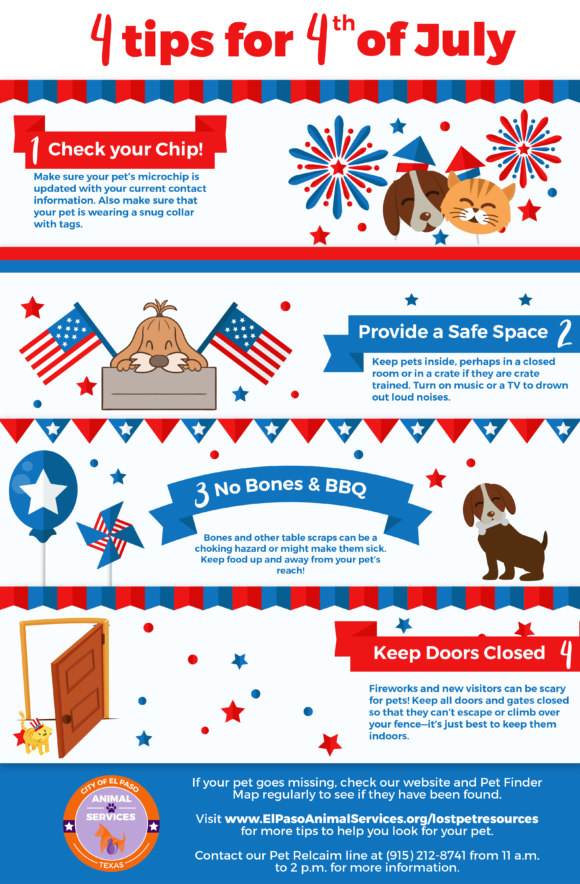 Press Release: Keep Pets Safe on Fourth of July, Bring Them Indoors - El Paso Animal Services