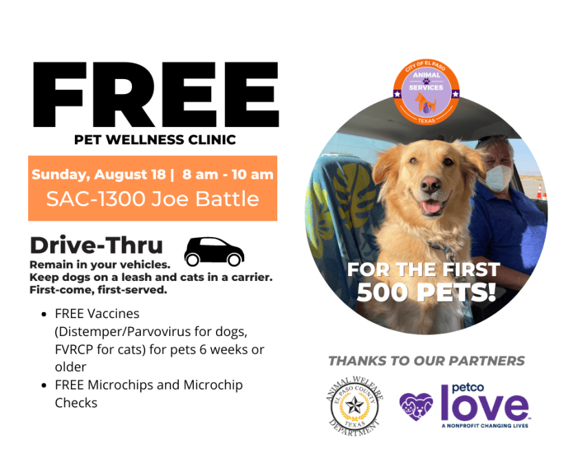 Press Release: El Paso Animal Services Offers Free Drive-Thru Pet Wellness Clinic